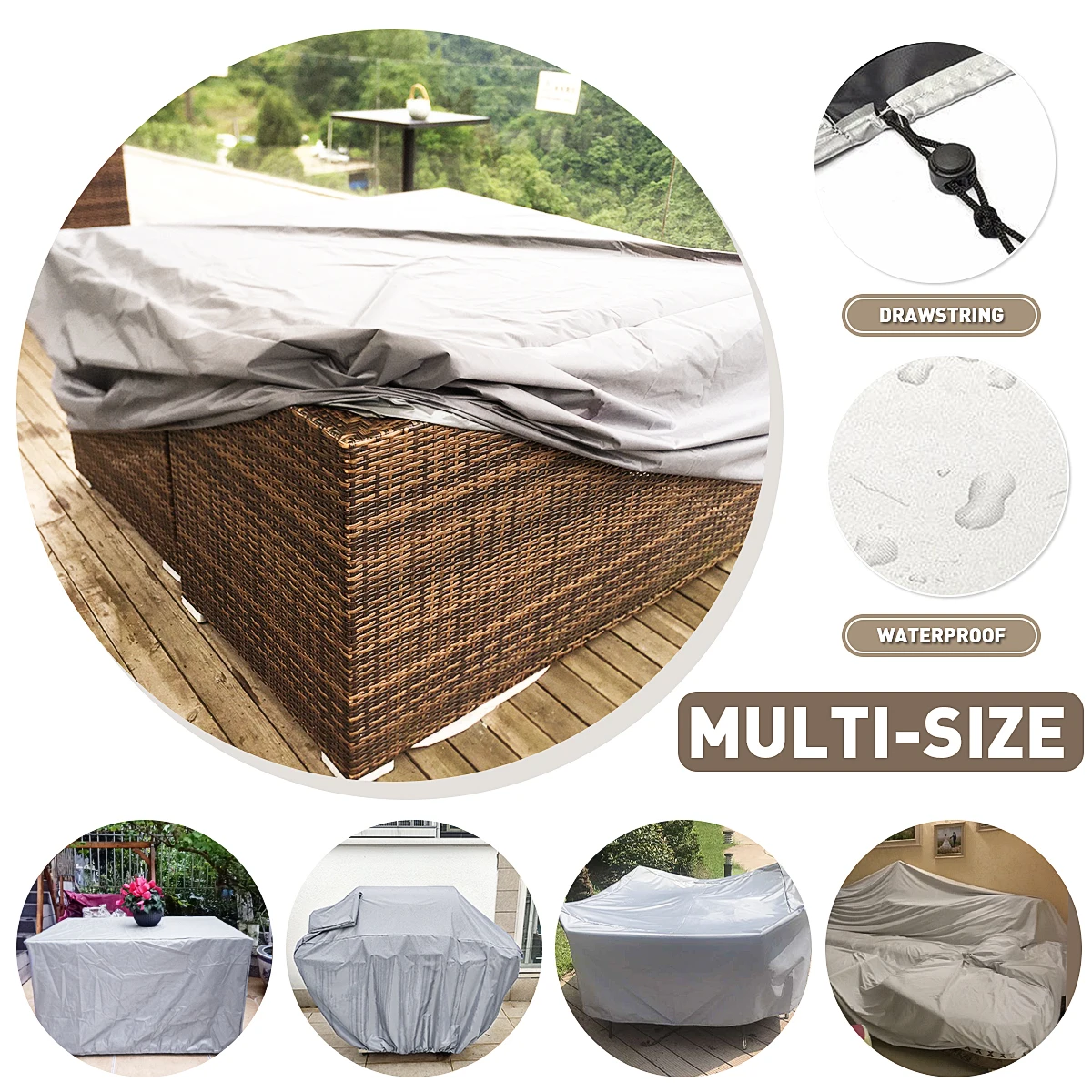 Small Sizes Waterproof Outdoor Garden Furniture Covers Rain Snow Chair Cover for Sofa Table Chair Patio Dust Proof Gray Black S 2