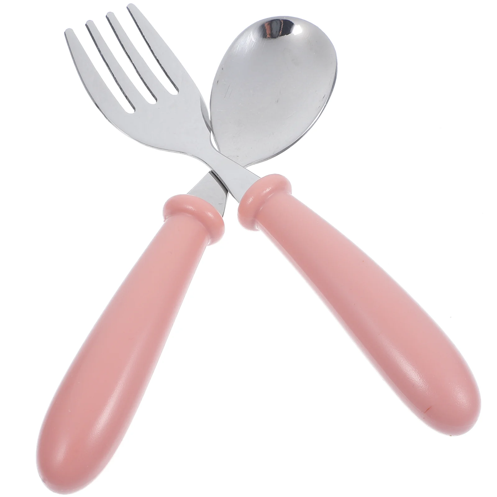 

Newborn Spoon Baby Fork Camping Eating Utensils Silicone Spoons Stainless Steel