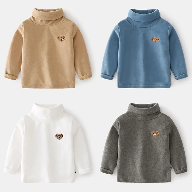 

Toddler Boy Turtleneck T Shirt Winter Tops Underwear Shirt for Baby Boys Clothes Long Sleeve Shirts Cotton Clothes Children