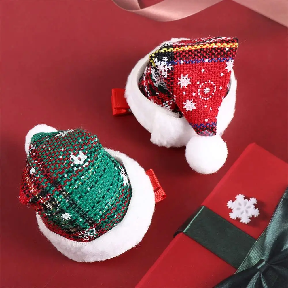 Santa Claus Snowflake Red Barrette Christmas Costume Dress Up Children Hair Clip Korean Hair Accessories Christmas Hat Hairpin
