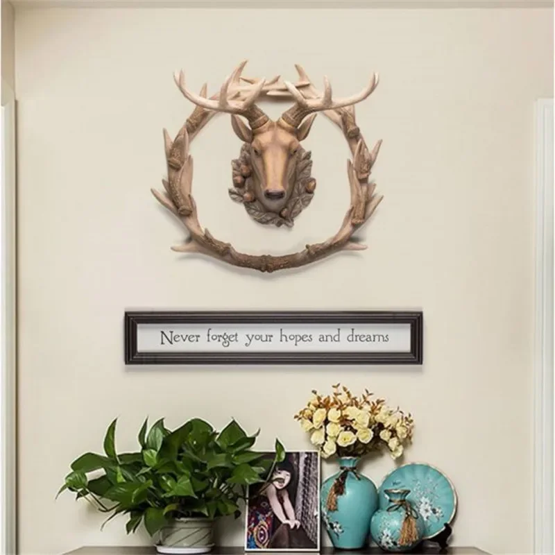 [HHT] American Country Lucky Deer Head Wall Hanging Decoration Pendant Living Room Restaurant Entrance Hallway Aisle Background 3