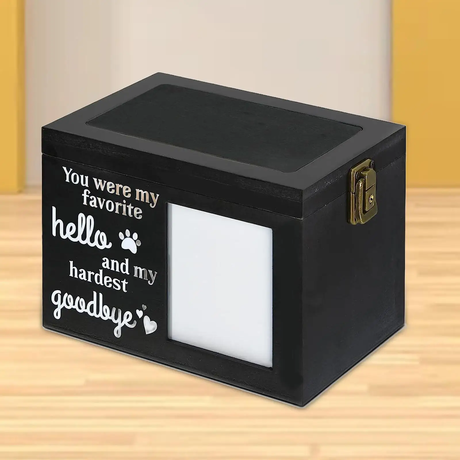 Pet Ashes Urn Keepsake Urn with Photo Frame Sealed Durable Wooden Pet for Loss Remembrance Gift Collar Rabbits Cats