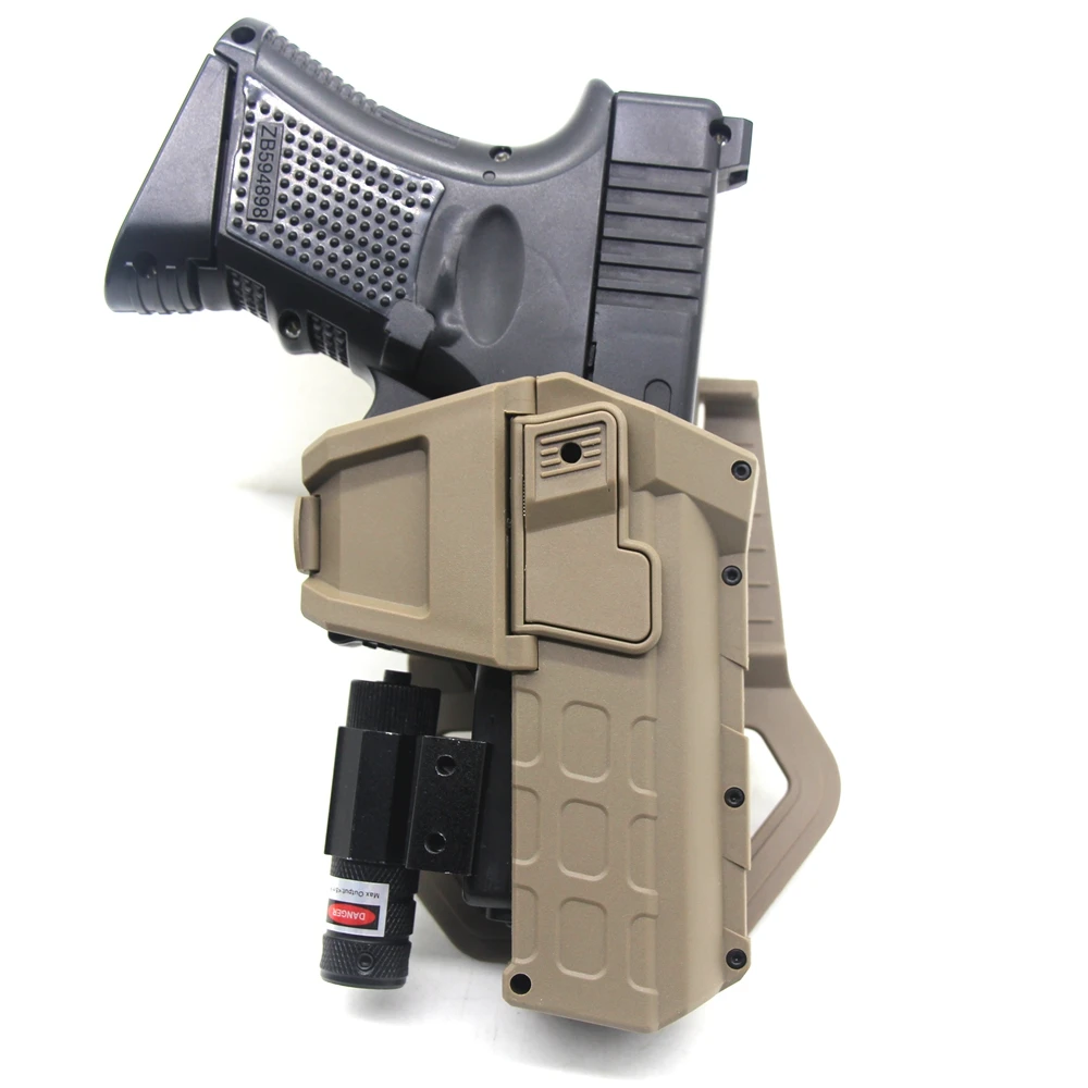 Tactical Movable Gun Holster For Glock 19 Pistol Case Polymer Waist Holster With Flashlight