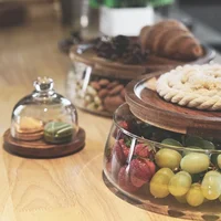 Creative Glass Food Storage Container with Wooden Lid Kitchen Snack Fruit Sealed Jar 1