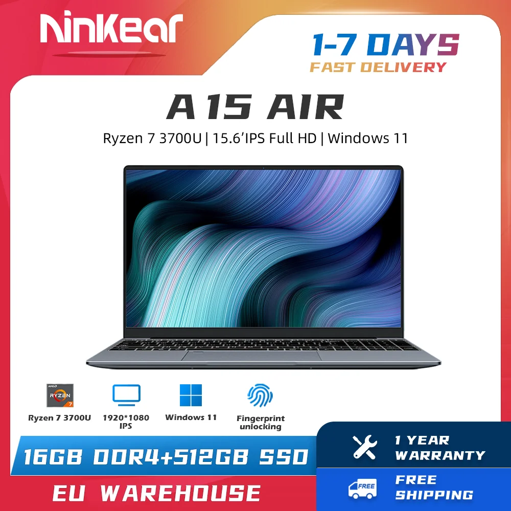 PC Portable Ninkear A15 Plus 15,6" - AMD Ryzen 7, 32 Go RAM, 1 To SSD - Neuf