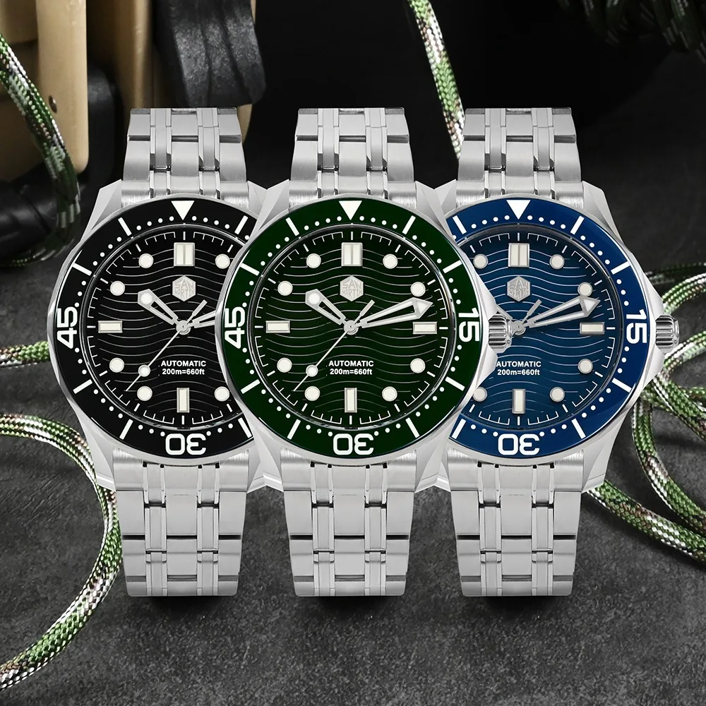 

San Martin 42mm Stainless Steel Men Luxury Diver Watch YN55 Sapphire Automatic Mechanical Watch BGW-9 Luminous 20Bar Waterproof