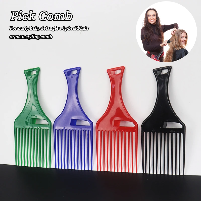 

4 Colors Hair Comb Insert Hair Pick Fork Comb Plastic Gear Comb For Curly Hair And Afro Styling Parting Brush Comb