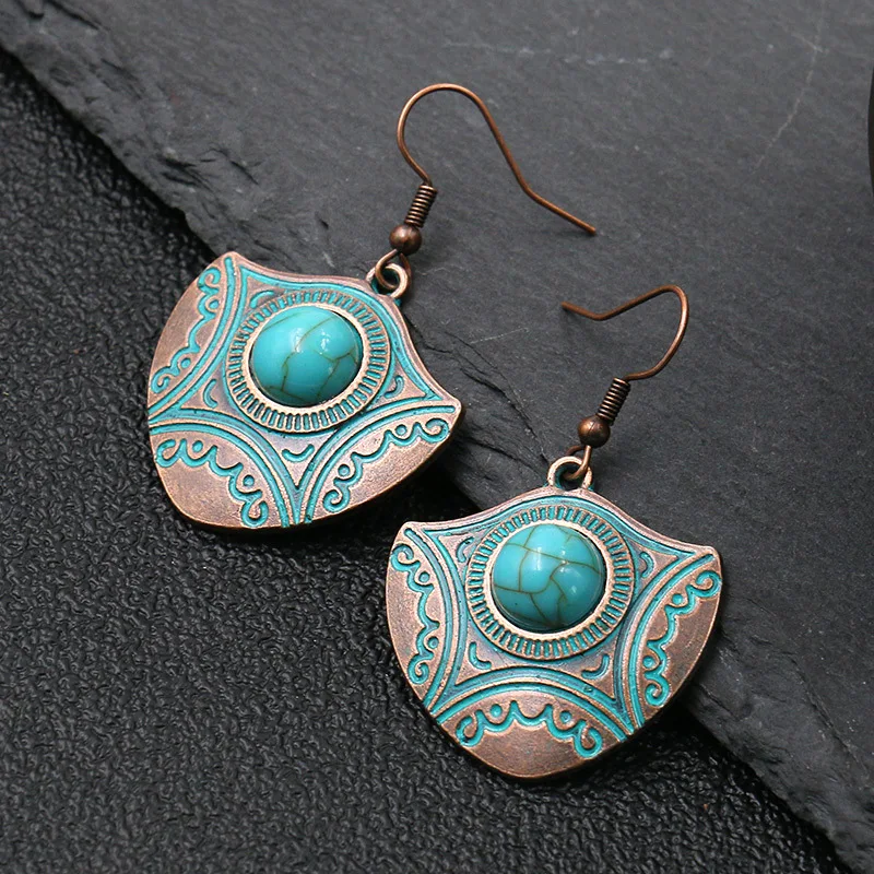 VintageGeometricHangingEarringsforWomenNaturalStoneEarrings