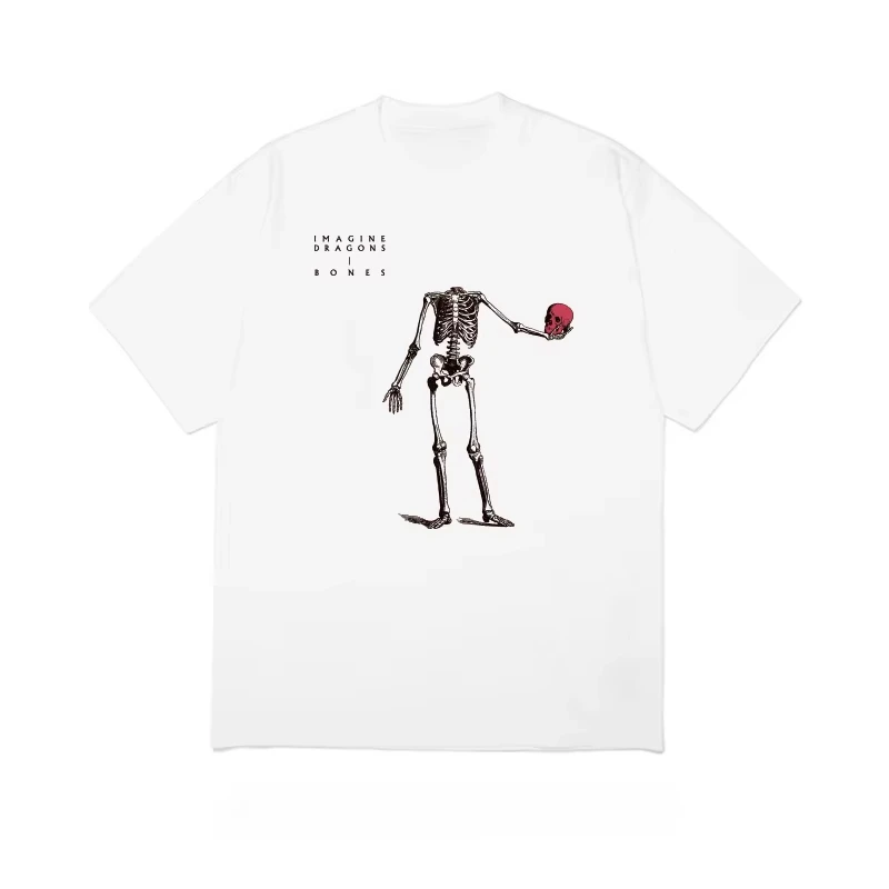 Summer Imagine Dragons Bones Rock Men's and Women's Short Sleeve T-shirt Trend Retro Half Sleeve Shirt