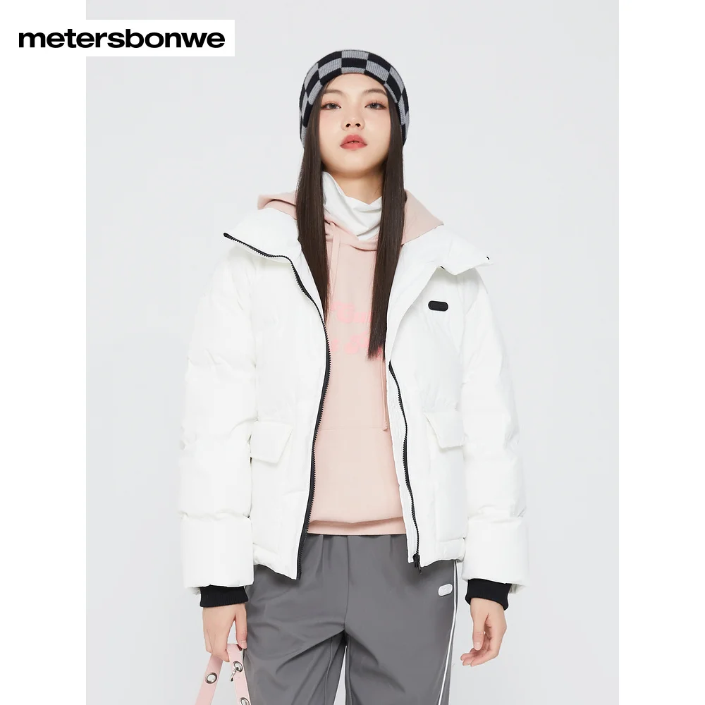 Metersbonwe Women's 22New Winter Solid Color Stand Collar Down Jackets 80%Duck Down Short Loose Warm Wear Fashion Outwear
