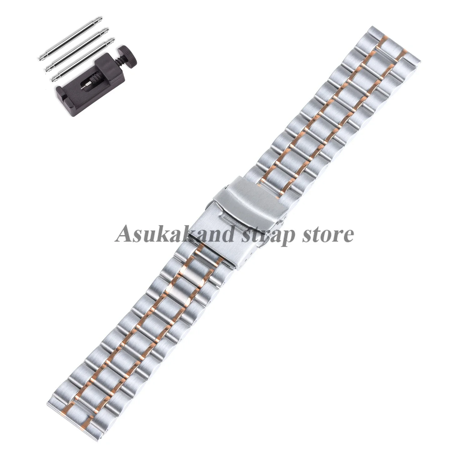 Stainless Steel Watch Strap with Folding Buckle – Universal Replacement Band