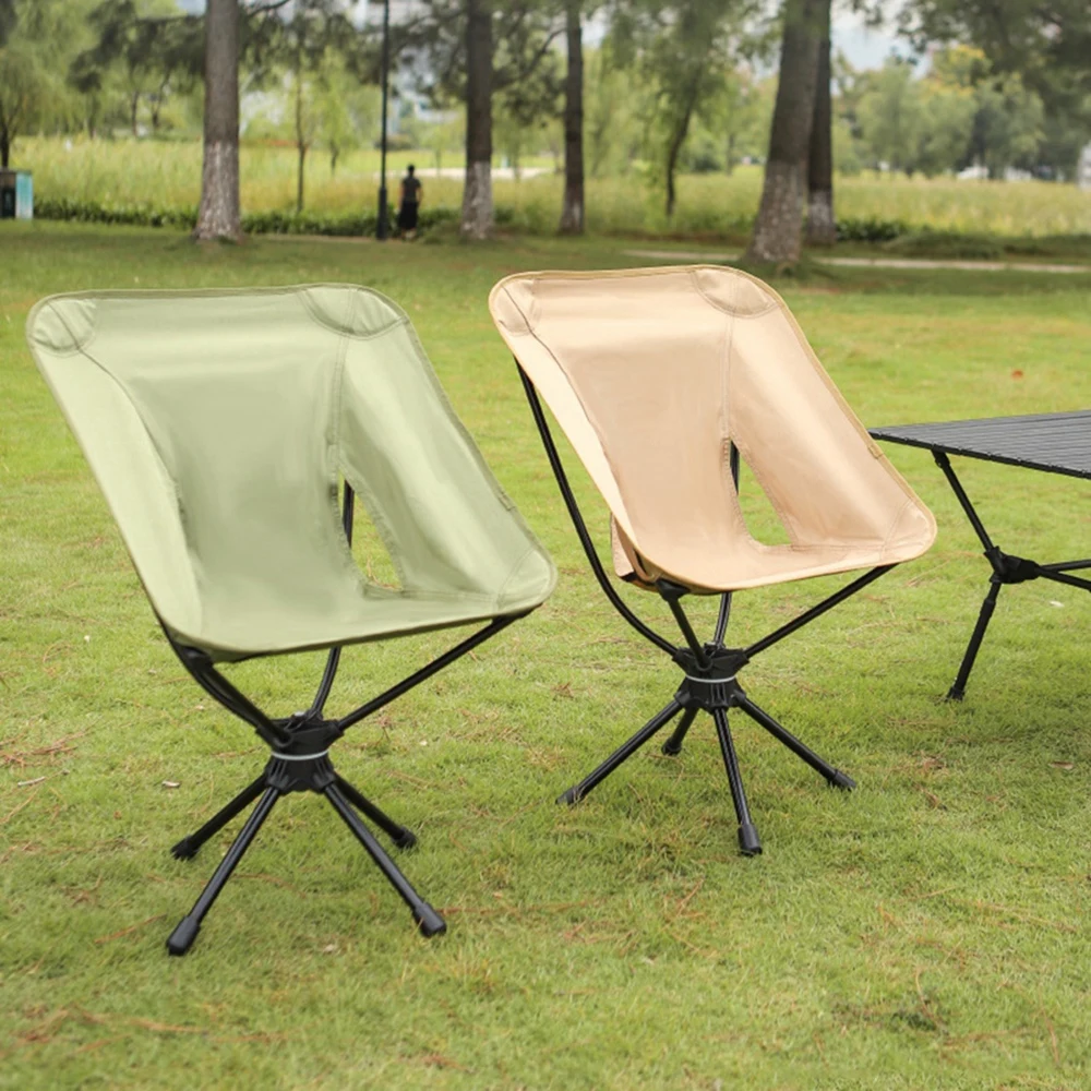 Outdoor Folding Chairs Rotatable Swivel Chair for Camping Lightweight Beach Fishing Chairs with Carry Bag for Picnic Hiking 6