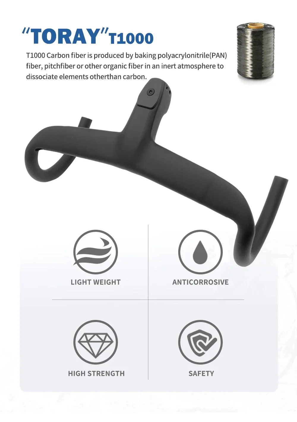 Description Picture 3 of itemno logo Carbon Cockpit Full Internal cable Bike Cockpit Road Bicycle Handlebar Di2 Integrated Handlebar 360mm Cockpit With Mount