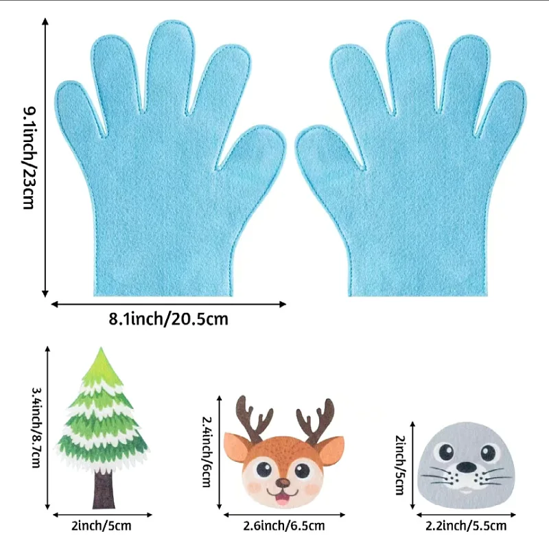 Baby Finger Puppets Set Montessori Parish Toys DIY Animal Storytelling Felt Gloves Didactic Material Hand Puppet Educational Toy 6
