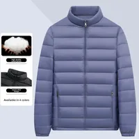 Men's Lightweight down Cotton Jaet ort Loose Large Size Casual Warm White Fce Stand Collar Cotton Coat Hooded Outerwear