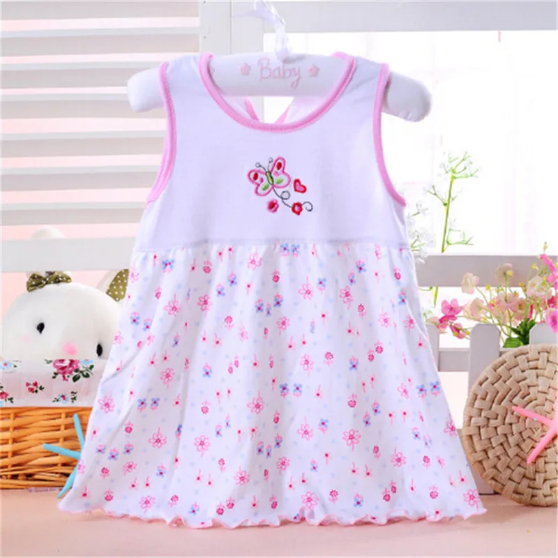 Baby Girl Dress Infant Baby Girl Cotton Sleeveless Dress Casual Clothing 0-24 M For Summer