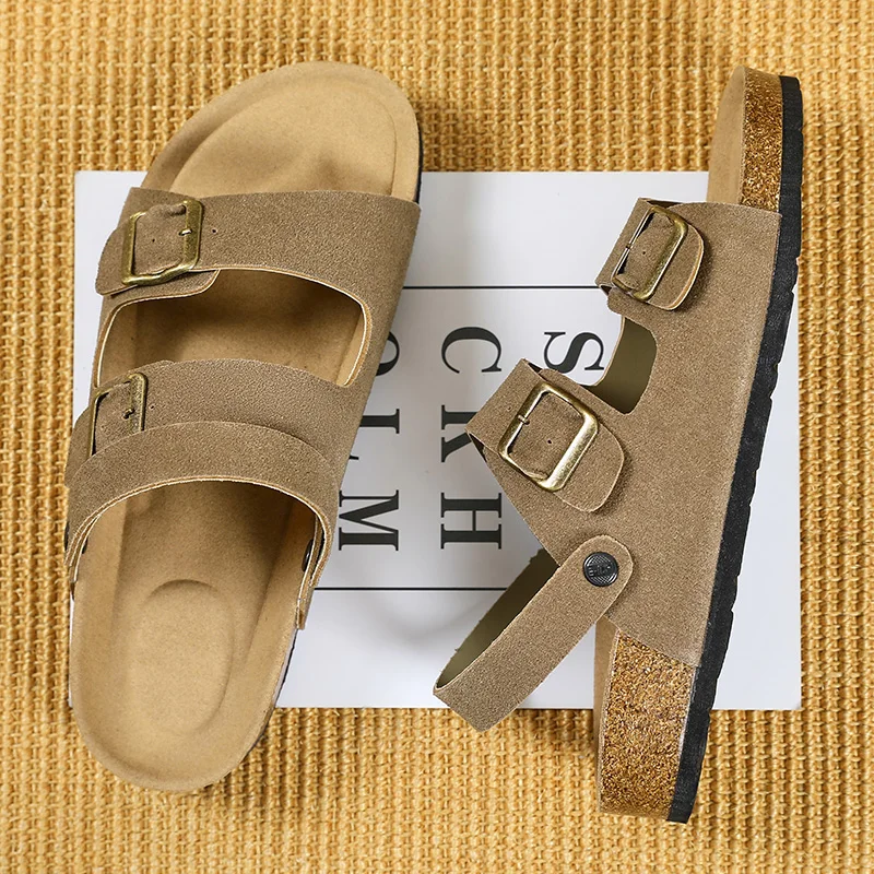 Large Men Boken Shoes and Slippers Unisex Matte Casual Leather Double Breasted Trendy Boken Sandals  Lightweight and Fashionable 5