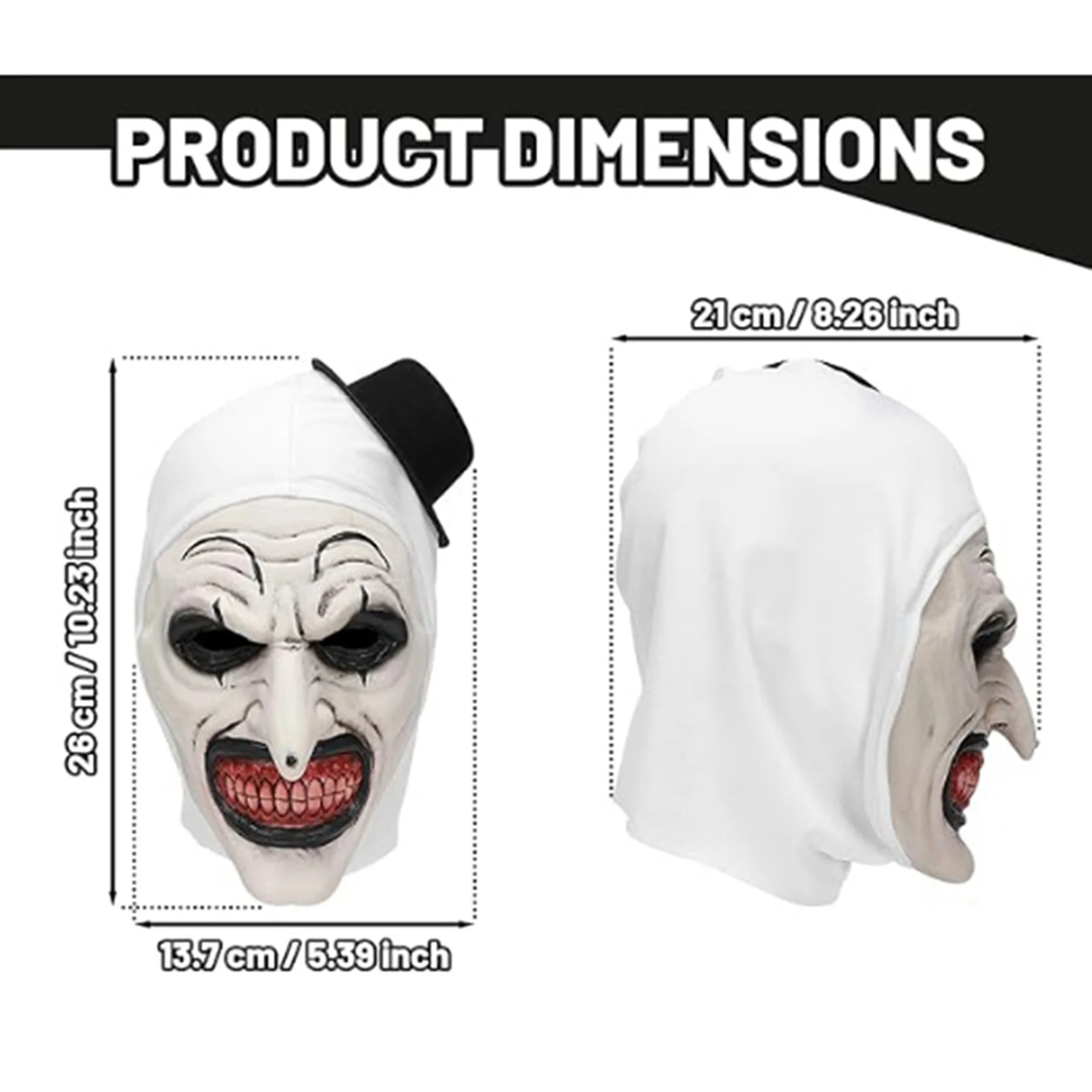 BAAU 2X Halloween Terrifier Mask Clown Mask Scary Joker Costume Halloween Horror Creepy for Adult Men Women