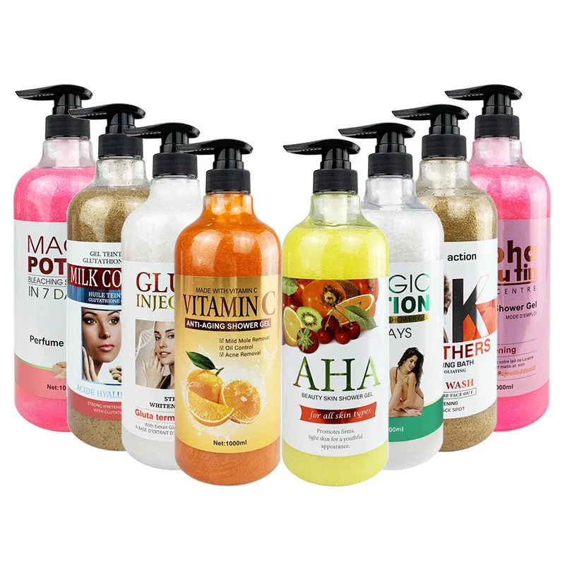 

1000ml Vitamin C Anti-aging Shower Gel AHA and Arbutin Beauty Skin Body Wash for Dropshipping