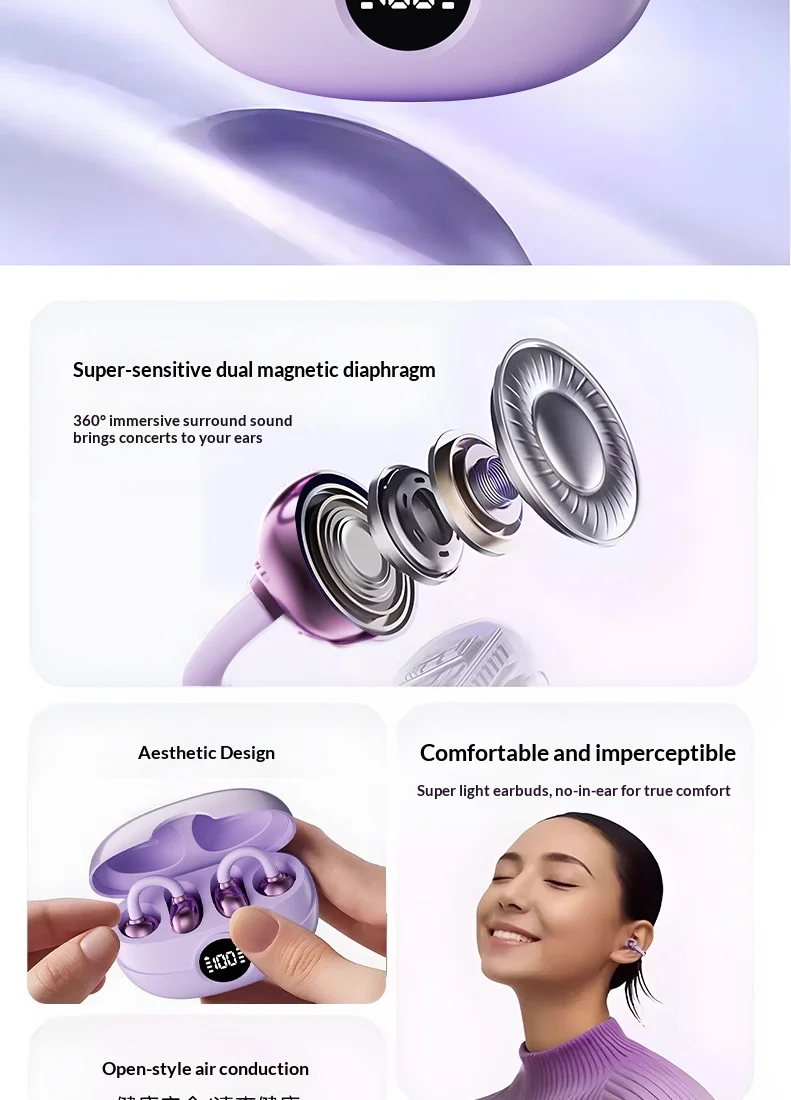 Écouteurs bluetooth sans fil avec affichage batterie et micro_voghion.com