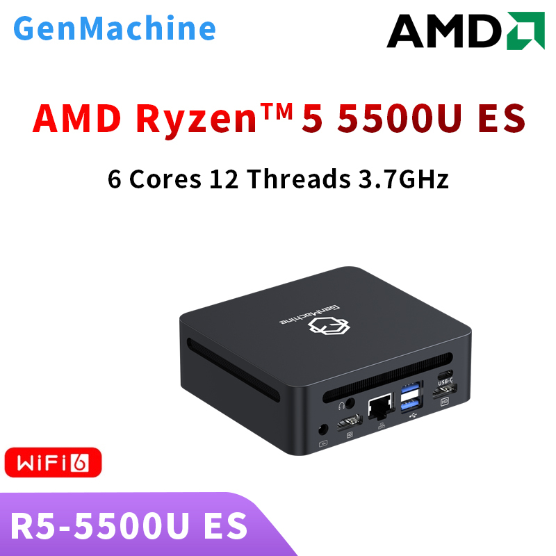GenMachine Mini PC Ren5000 5500U ES AMD Ryzen5 5500U ES CPU  Windows 11 DDR4 64GB 3200Mhz WiFi6 computador