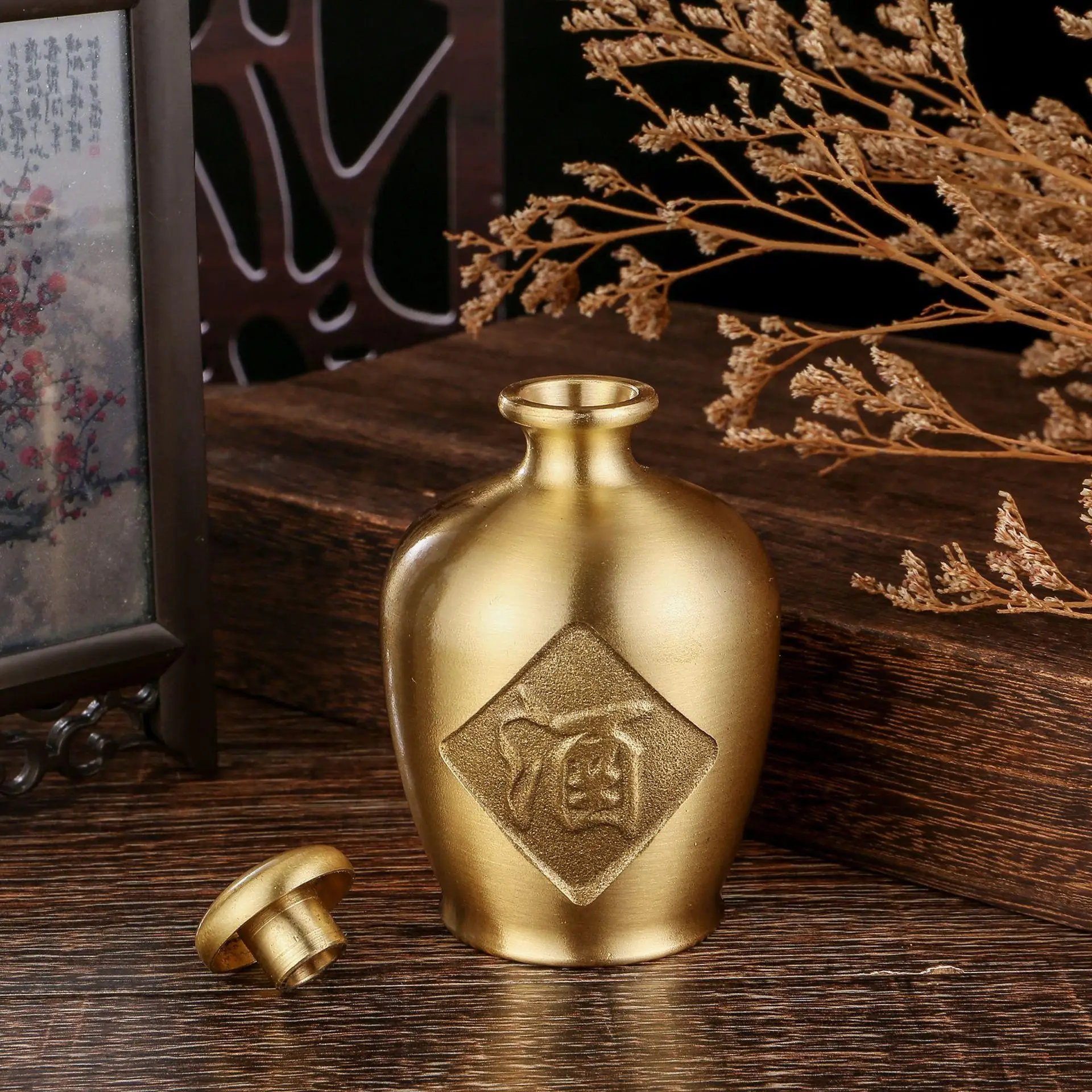 

Латунная винная банка, креативная миниатюрная ручка, высококачественный медный винный горшок, винная чашка, декоративное искусство