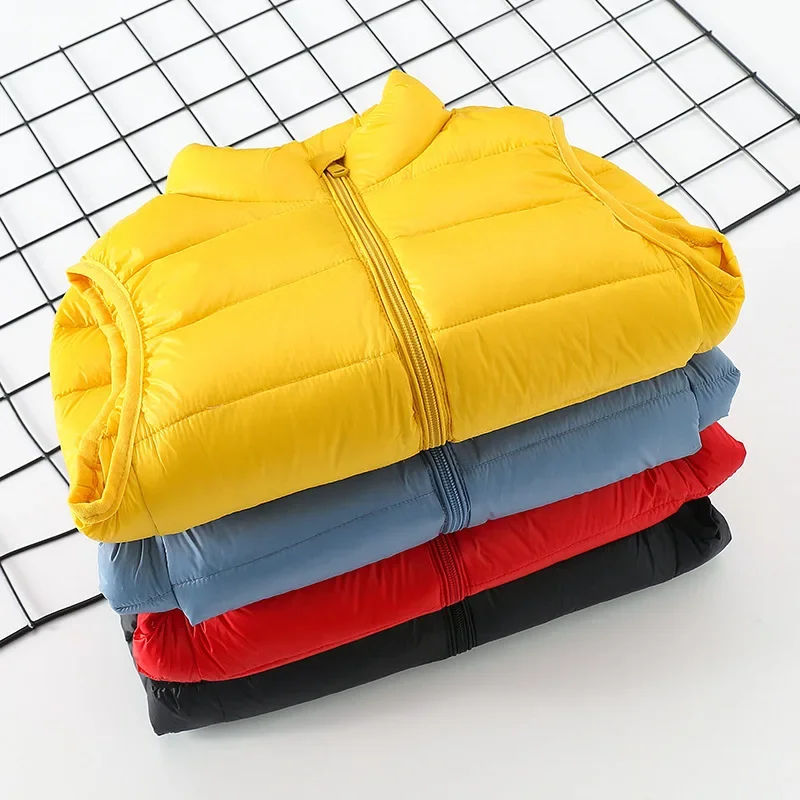 Boys and Girls Top Winter Childrens Clothing Light and Thin Childrens Shoulder Stand Up Collar Solid Color Warm Down Jacket Vest down jacket children jackets