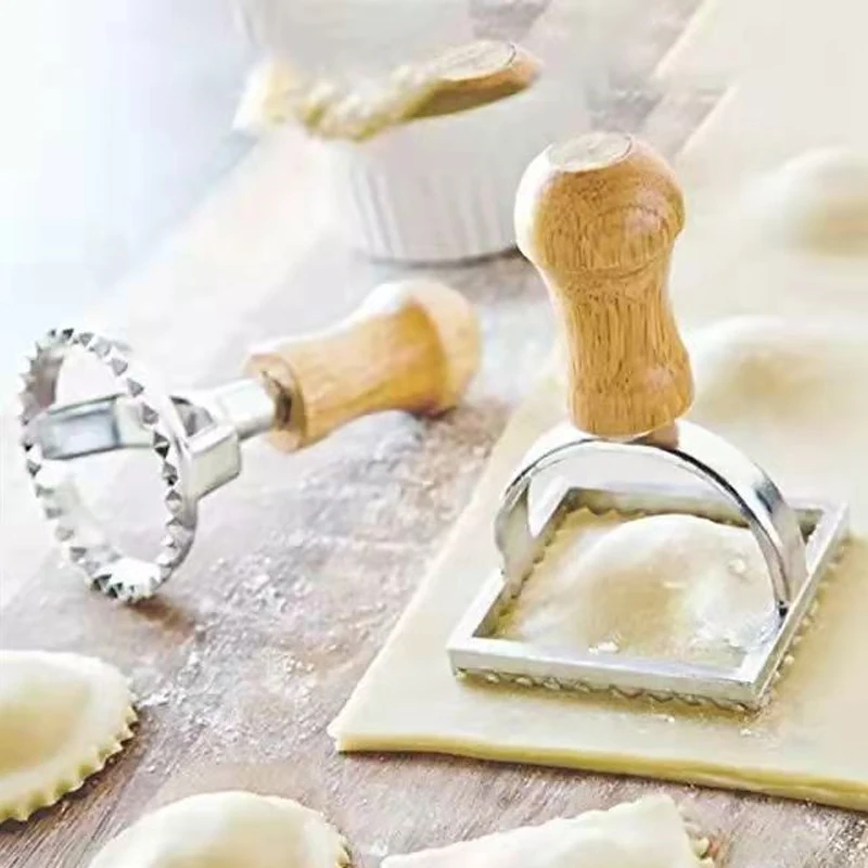 Cookie Cutter Tools 304 Stainless Steel Cookie Cutter Ravioli Pasta Tools Cokies Mold Ravioli Maker Cutters Square Round Pizza Cutting Wheel Tools