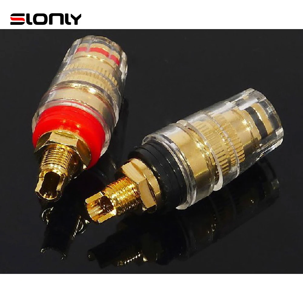 2pcs Pure Copper Gold Power Amplifier Output Terminal (with Crystal Anti-oxidation Jacket)