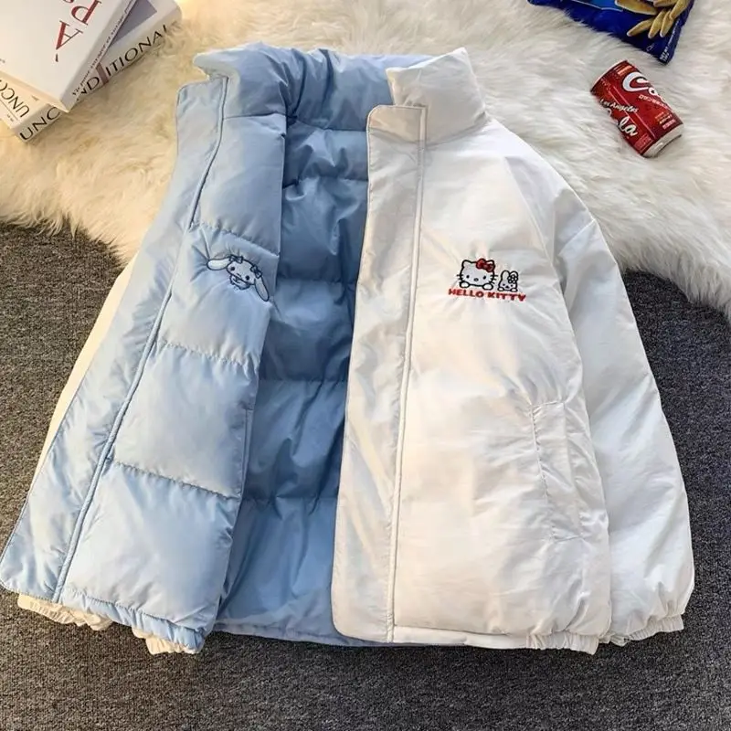 

Cute Hello Kitty Two-Sided Tops Sanrio Kawaii Cinnamoroll Cartoon Anime Student Plush Thicken Warm Overcoat Birthday Gifts Girls