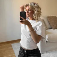 Mode décontracté solide gris recadrée T-shirt 2025 femme vêtements col rond hauts Corset Streetwear filles printemps été t-shirts courts 4