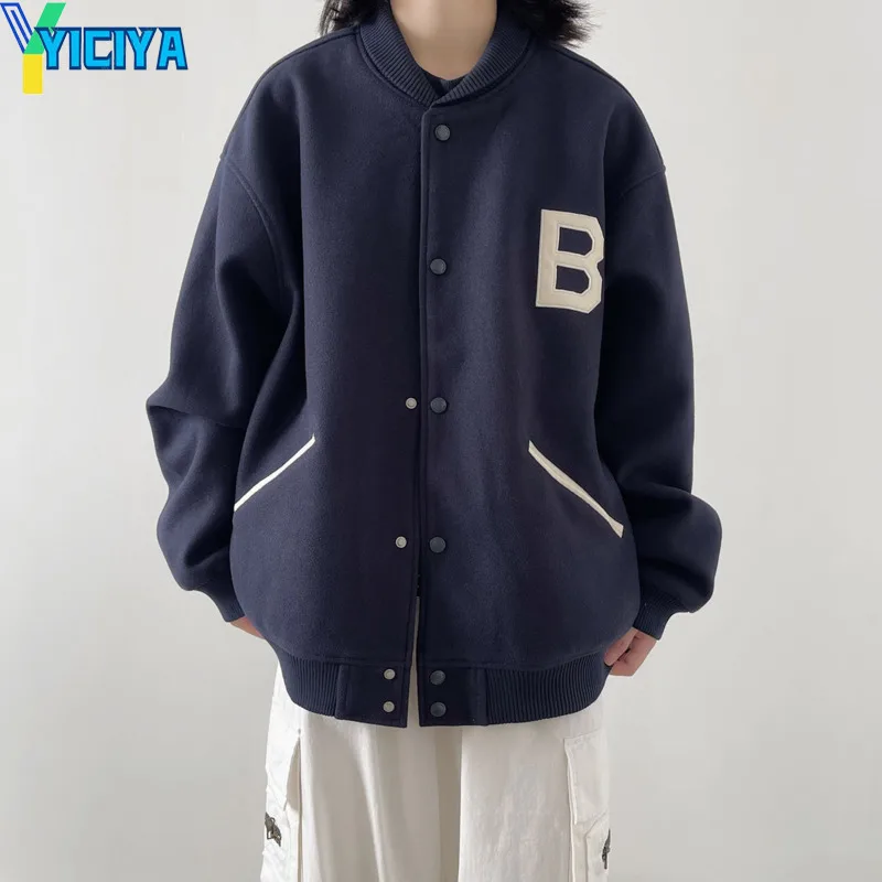 

YICIYA varsity jacket bomber women oversized Harajuk Woolen cloth baseball Jackets Windbreak new coats winter streetwear JACKET