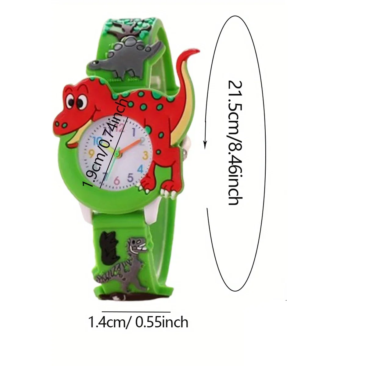 Kids Cartoon 3D Dinosaur Silicone Quartz Watch Student Watch