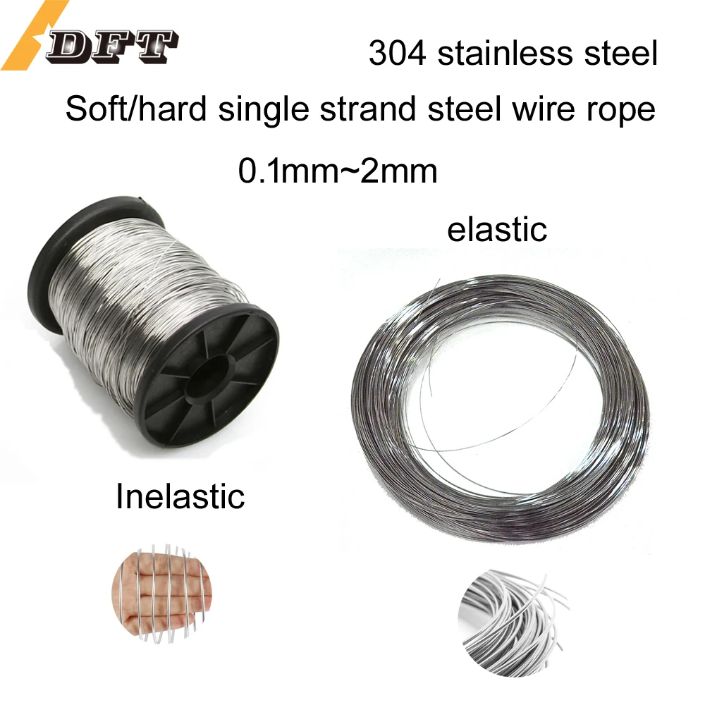 

100/50m Sizes 0.1~2mm in Thickness soft/hard single line 304 Wire Rolls 304 stainless steel wire Single strand wire For DIY