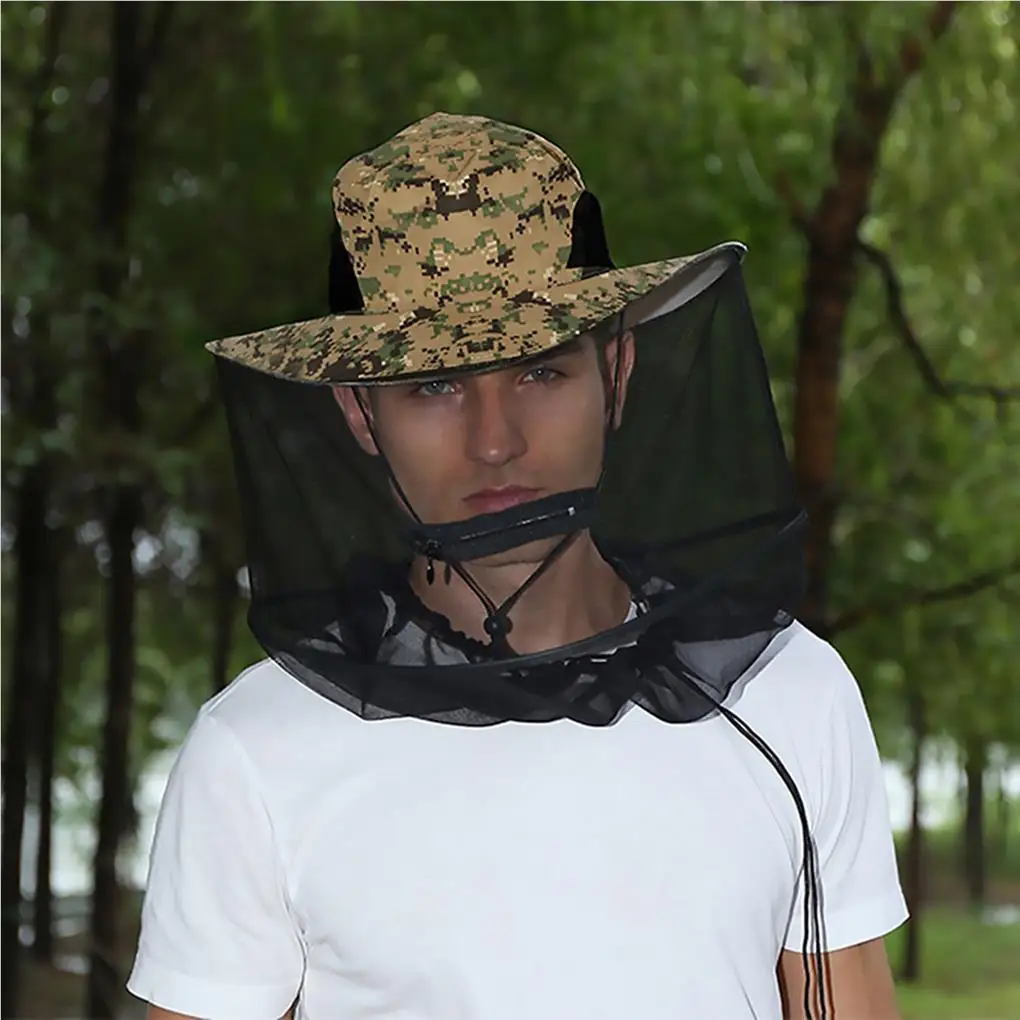 

Anti-mosquito Cap Adjustable Head Net Hat Foldable Sunshade Protective