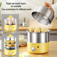 Home double-layer egg steamer all stainless steel multi-function egg steamer timed egg steamer egg steamer 1