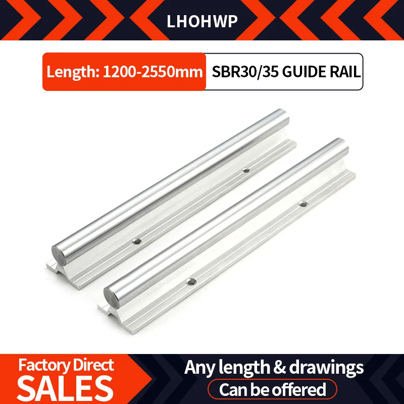 1/2 PC SBR30 SBR35 SBR อลูมิเนียม 1200 มม.-2550 มม.พร้อม/ไม่มีรู Linear Rails คู่มือกลึงสําหรับชิ้นส่วน CNC 1