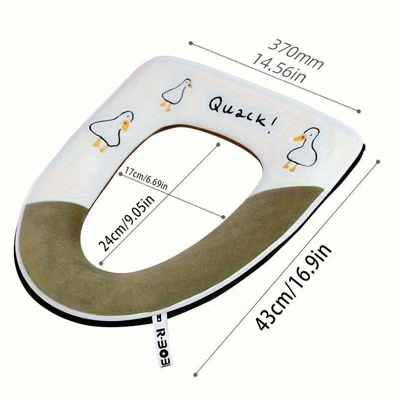 귀여운 자수 화장실 시트 커버 지퍼가 달린 부드러운 따뜻한 세탁 가능한 화장실 매트 커버 패드 쿠션 WC 링 매트 욕실 액세서리