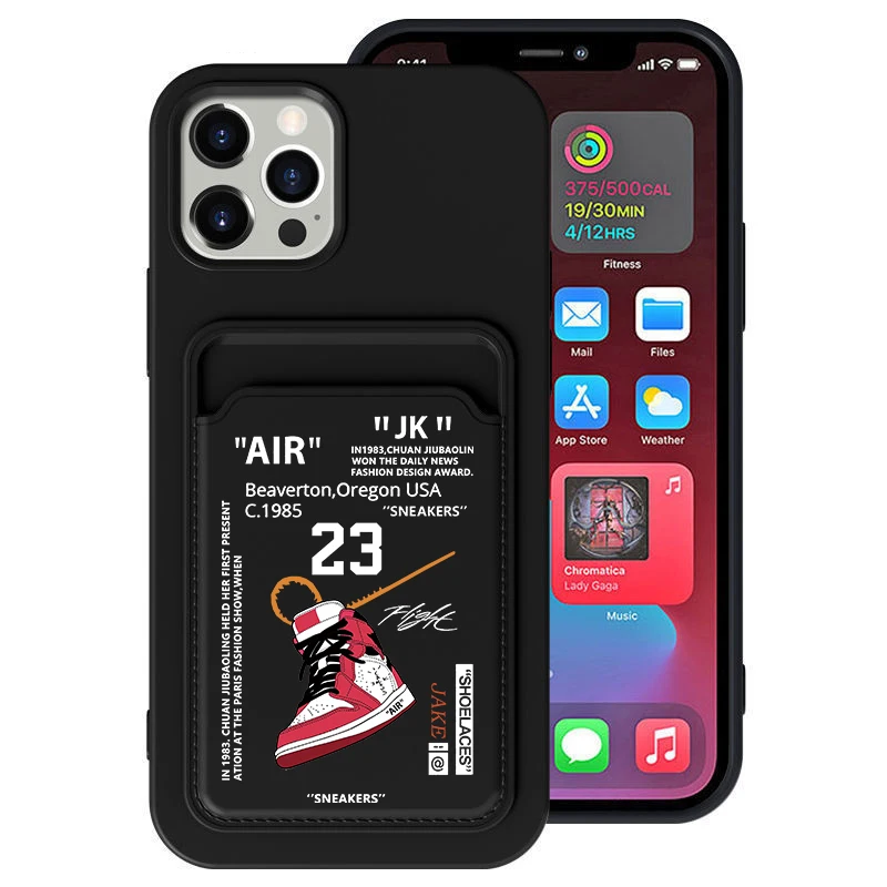 Off 23 Air Sports Brand Sneaker Wallet Card Phone Case Per Iphone14Pro Max 11 12 13 Mini 15 Xr 7 8Plus Label White Backcover