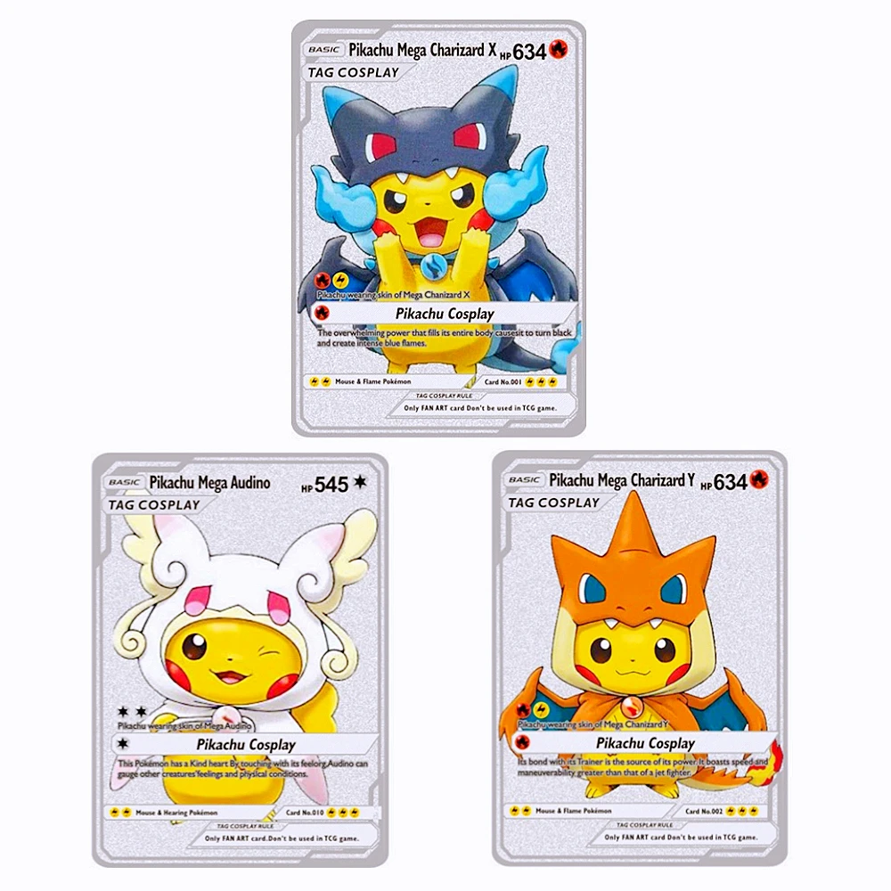 Карты Покемон золотые металлические Покемоны письма Charizard Pikachu Mewtwo Vmax GX аниме