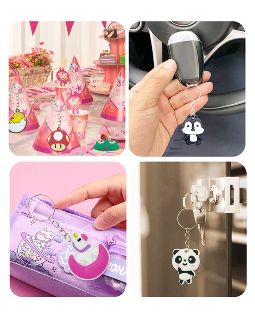 100pcs Anime Keychain for Kids Cartoon Party Favors Mini Cute Keyring for Classroom Prizes Birthday Christmas Party Favors Gift 5