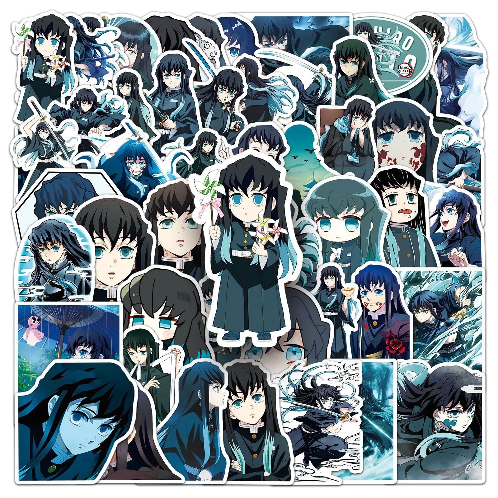 10/30/50 Stück Niedliche Tokitou Muichirou Graffiti-Aufkleber Anime Demon Slayer Dekorations-Sticker Handyhülle Tasse DIY Spielzeug Geburtstagsgeschenke