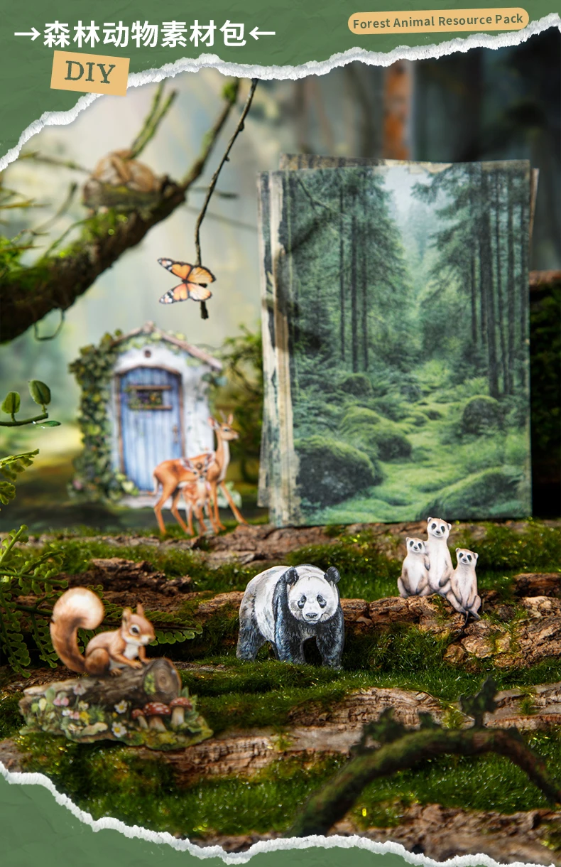 100 teile/schachtel wald tiere Dekor Sammelalbum Aufkleber Combo Kit diy Junk Journal Collage Fotoalbum Vintage Aufkleber – Detail 1