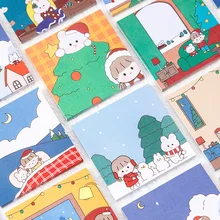

Cute Christmas Cartoon Sticky Notes Memo Pads Office School Supply Stationery Creative Student Message Small Bookmark