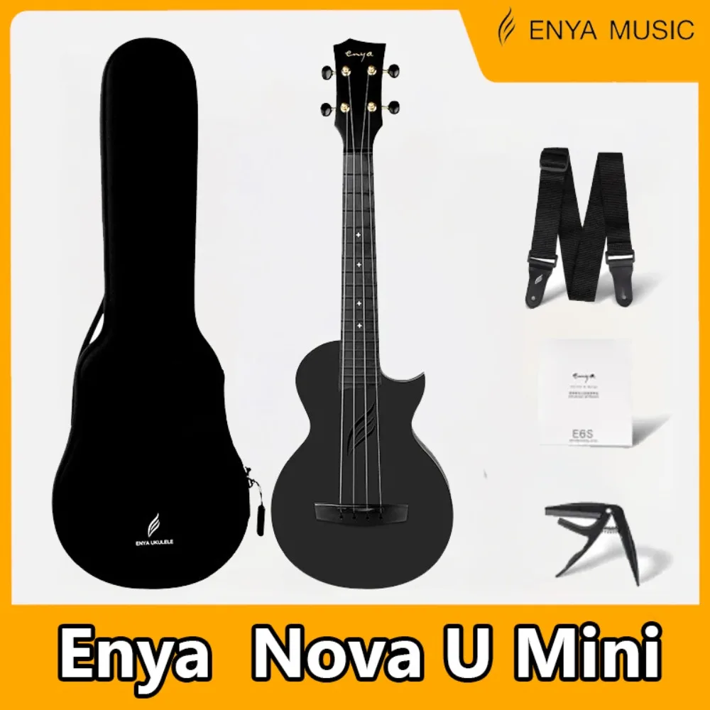 

23 Inch Enya Nova U Mini Simple Soprano Ukulele 53.3cm – Carbon Fiber Travel Ukulele – With Beginner Kit Includes