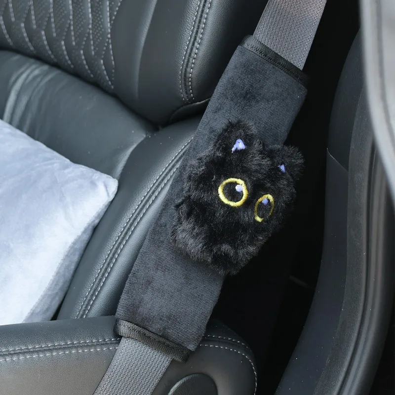 Car Seat Belt Shoulder Protector Cute Black Cat Seat Belt Protective Cover Car Interior Decor Accessories
