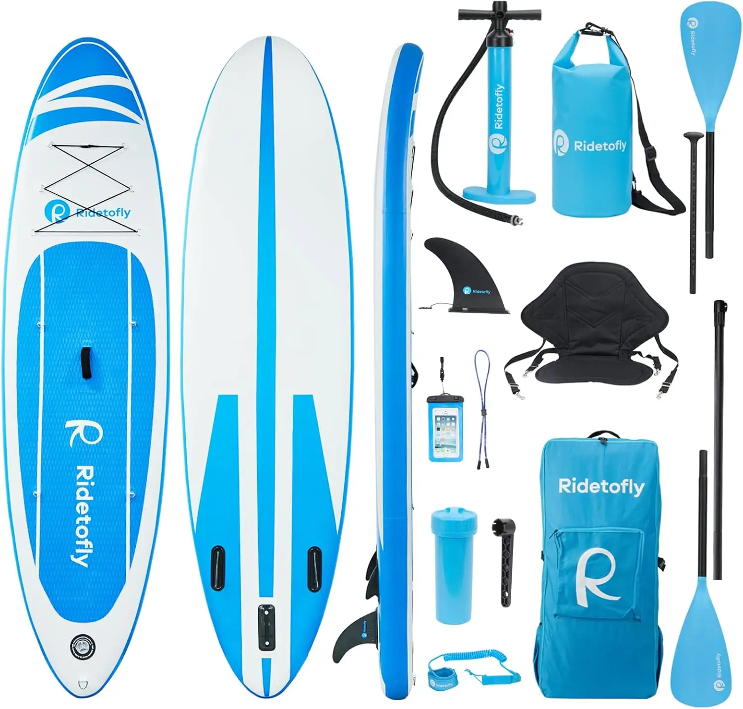 Stand Up Paddle Board x6, Inflatable SUP with Accessories, Adjustable Paddles, Detachable Seat, Backpack Pum