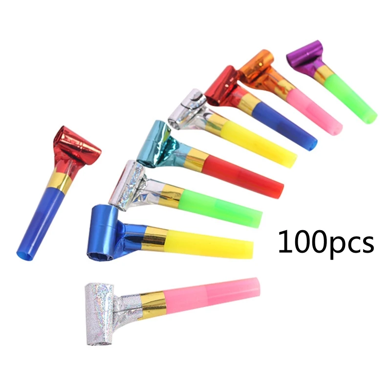 

Party Blowers Birthday Blowouts Horns Whistles Musical Paper Noisemakers Glitter Fringed Metal Blowouts Party