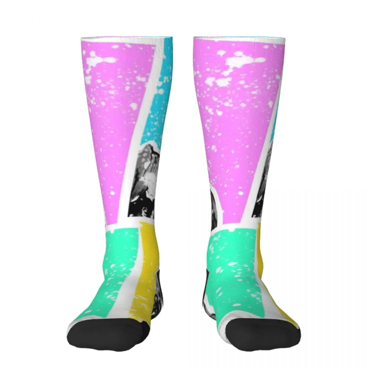 

Золотые девушки поп! Яркие нескользящие носки с подвязками для мужчин и женщин