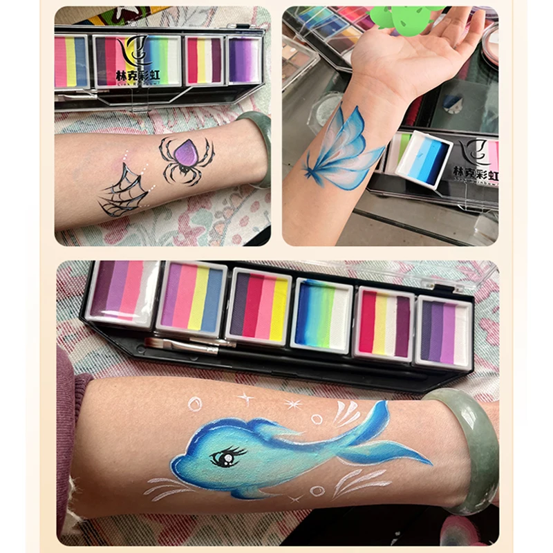 Professional Cosmetic Makeup Face Paint Palette 6-Color Split Face Body Paint Palette For Kids And Adult 5